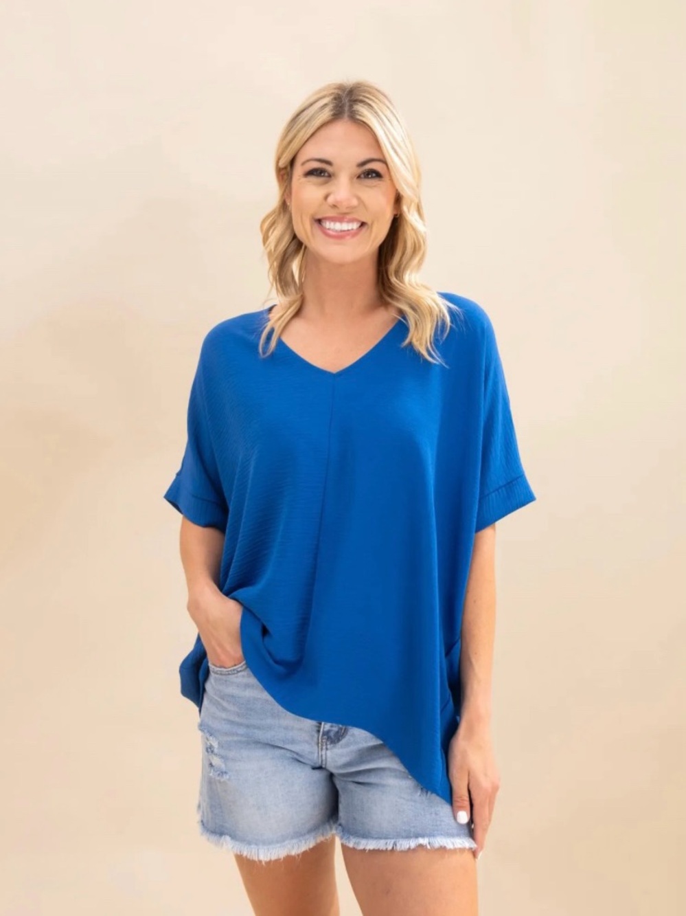 Banana Republic V-Neck Relaxed Tunic Top - Blue